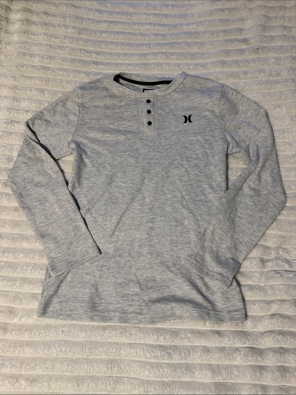 Hurley Light Heather Gray Long Sleeve Henley Shirt